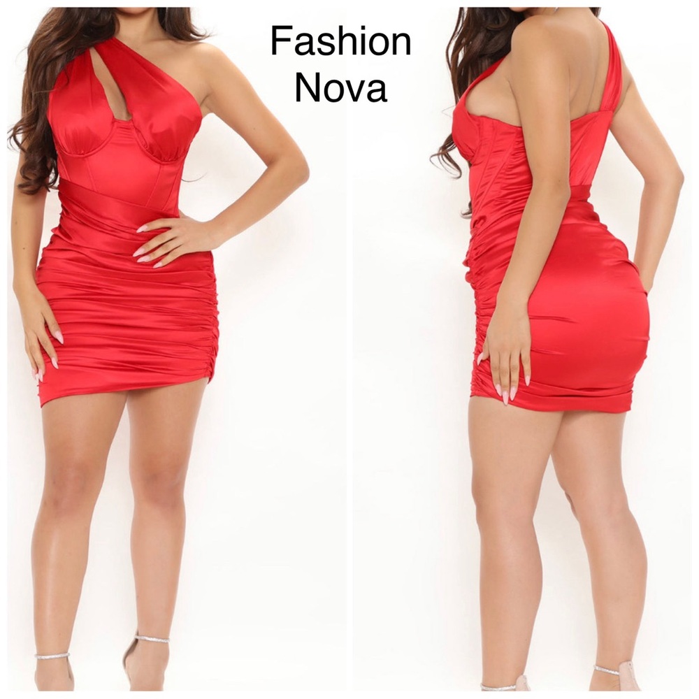 Red Faux Satin Mini Dress